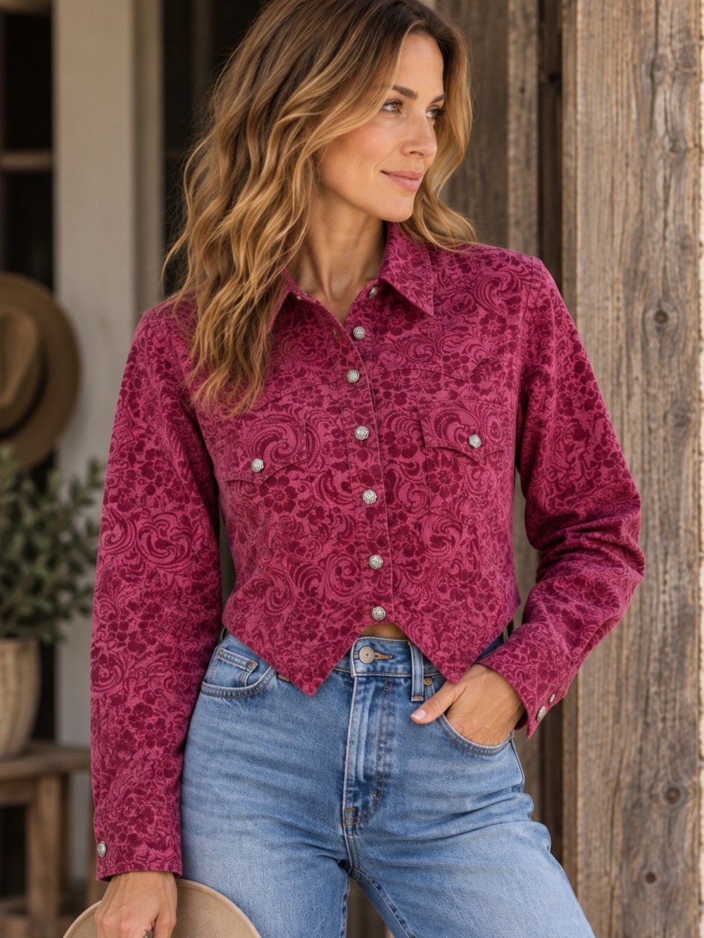 Vintage Bar None Cropped Western Shirt Jacket Paisley Pearl Snap XS